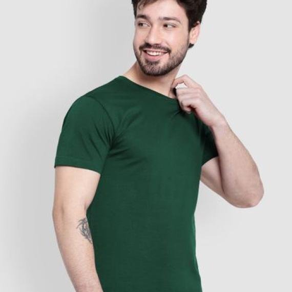 Bottle Green Plain T-Shirt